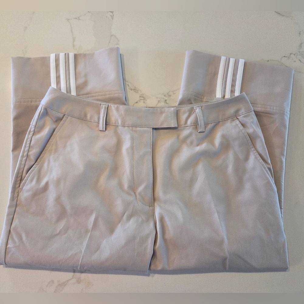 Adidas Cropped Athletic Pants with White Stripes